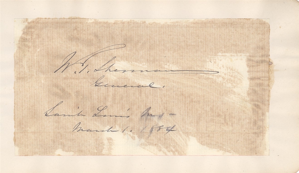 William T. Sherman Signed 4.5" x 2" Album Page w/ "General" Inscription! (Third Party Guaranteed)