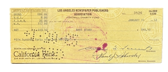 Bart Starr Ultra-Rare 1962 Pro Bowl Payroll Check Following NFL Championship Game Victory! (Third Party Guaranteed)