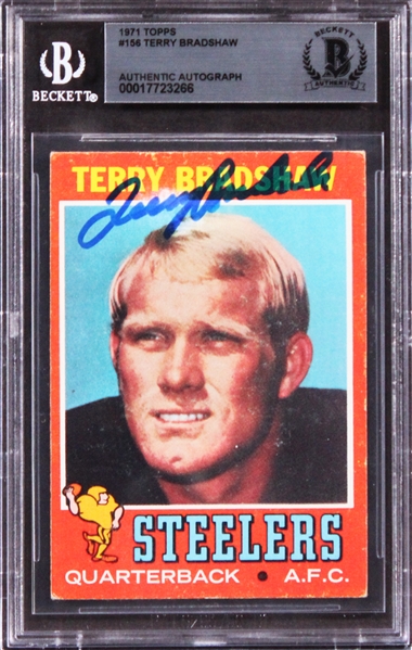 Terry Bradshaw Signed 1971 Topps Rookie Card (Beckett/BAS Encapsulated)