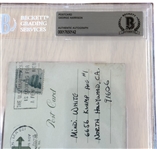 The Beatles: George Harrison Signed & Handwritten Postcard (Beckett/BAS Encapsulated)