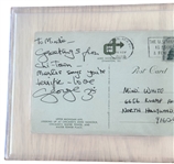 The Beatles: George Harrison Signed & Handwritten Postcard (Beckett/BAS Encapsulated)