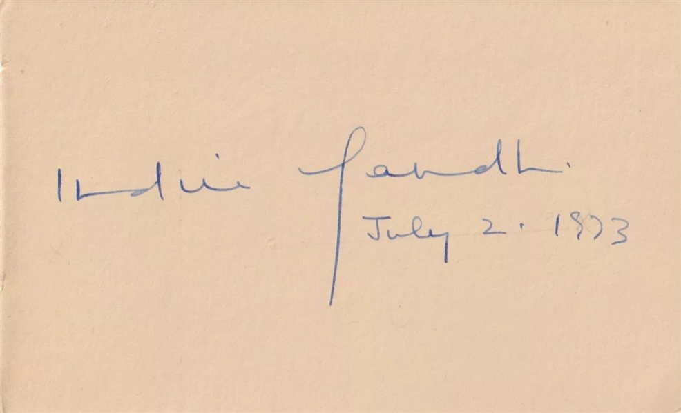 Indira Gandhi c. 1973 Signed 3" x 4.5" Album Page As Prime Minister of India! (Third Party Guaranteed)