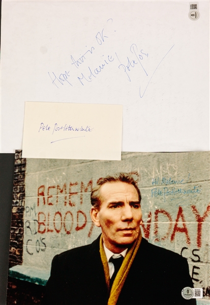 Pete Postlethwaite Lot of 3 Signed Items (Beckett/BAS)