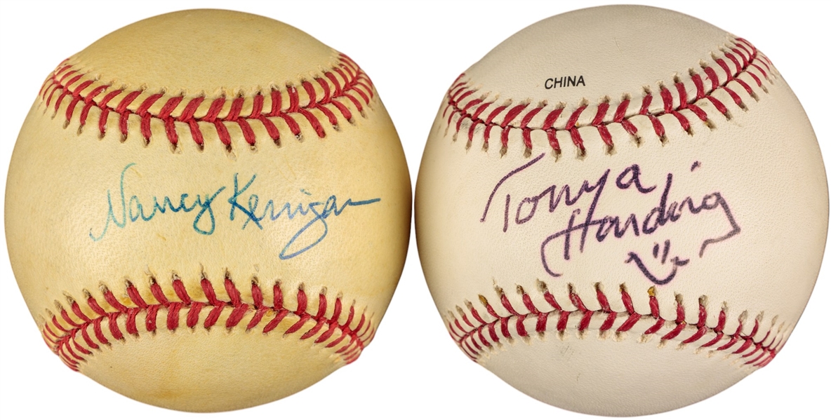 Lot of 2: Tonya Harding and Nancy Kerrigan Baseballs(JSA)