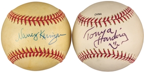 Lot of 2: Tonya Harding and Nancy Kerrigan Baseballs(JSA)