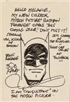 Bob Kane Hand Drawn & Signed Batman Sketch on 4 x 6 Card (Beckett/BAS)