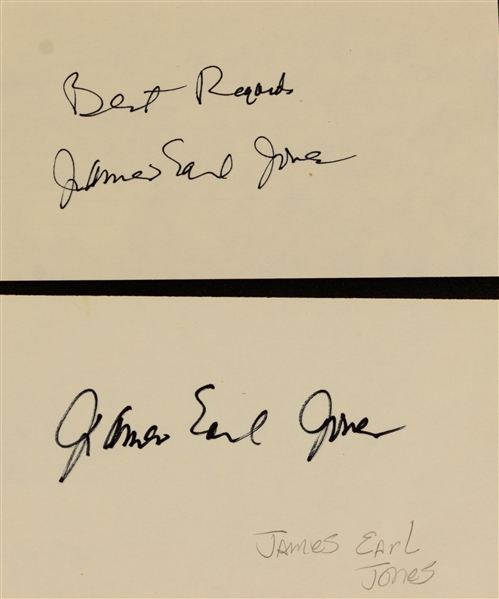 James Earl Jones Lot of Two (2) Signed 3" x 5" Index Cards (Beckett/BAS)