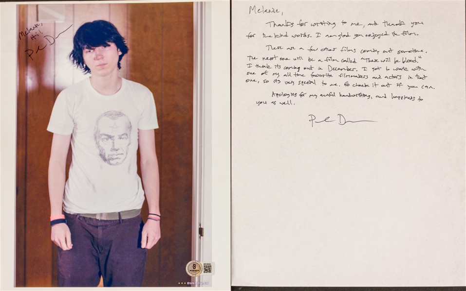Paul Dano Signed Handwritten Letter & 8.5" x 11" Photo Lot (Beckett/BAS)