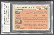 Joe Montana Signed 1981 Topps Rookie Card with RARE Full Joseph Clifford Montana GEM MINT 10 Autograph (Beckett/BAS Encapsulated) 