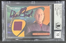 Patrick Stewart RARE Signed 2006 Star Trek 40th Anniversary From The Archives Costume Card with GEM MINT 10 Autograph (Beckett/BAS Witnessed & Encapsulated)