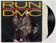 DMC Signed "Faces / Back from Hell" Album Cover w/ Vinyl (JSA)