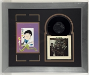The Beatles: Ron Campbell Signed Original Lennon Drawing in Custom Matting with Record (Campbell COA)