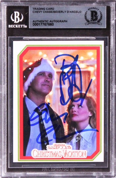 Chevy Chase & Beverly DAngelo Signed "Christmas Vacation" Trading Card (Beckett/BAS Encapsulated)