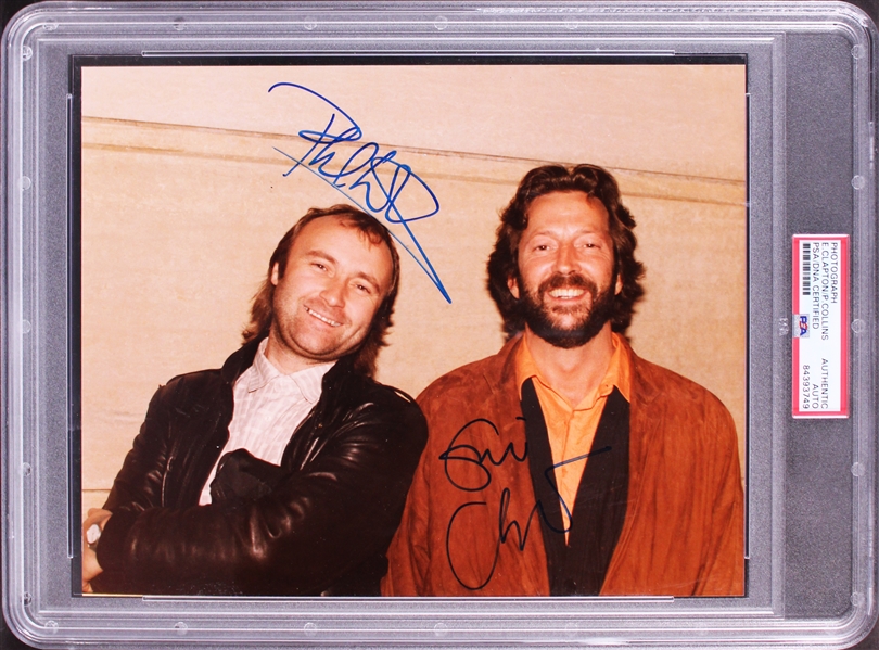 Eric Clapton & Phil Collins Rare Dual Signed 8" x 10" Color Photo (PSA/DNA Encapsulated)