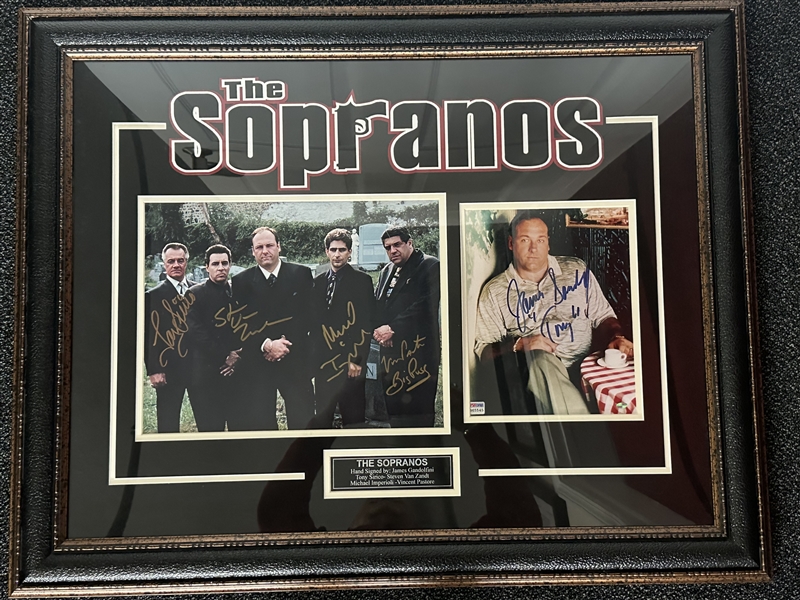 Sopranos: Multi-Signed Photographs in Commemorative Framed Display Inc. James Gandolfini! (PSA/DNA)(Third Party Guaranteed)