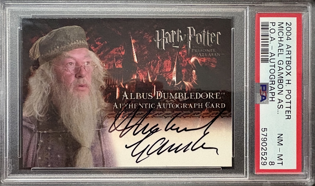 2004 Artbox Harry Potter and the Prisoner of Azkaban Michael Gambon Autograph - PSA NM 8 POP 3