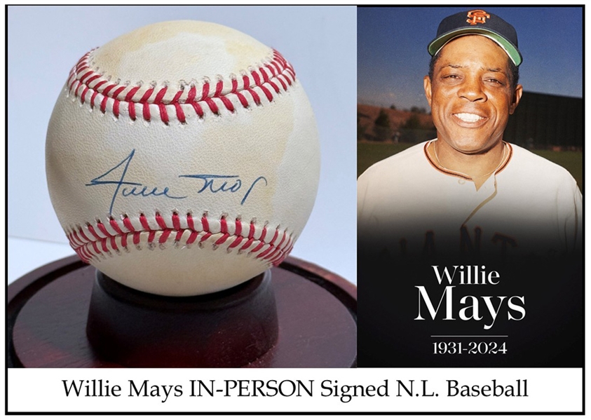 Willie Mays IN-PERSON Signed Official N.L. Baseball (Third Party Guaranteed)