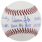Aaron Judge Signed Limited Edition OML Baseball with 2012 Rookie Year Handwritten Stats (MLB & Fanatics Holos)