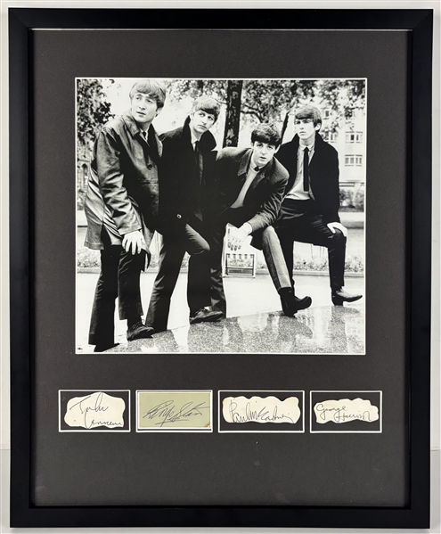 The Beatles Group Signed Cuts in Framed Display (Beckett/BAS LOA)
