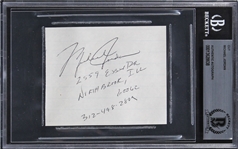 Michael Jordan Early Signed 3" x 3.65" Sheet with Handwritten Address & Phone Number! (Beckett/BAS Encapsulated)