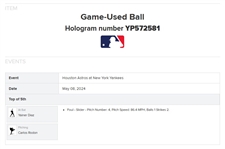 Aaron Judge Signed & Game Used 5/3/2018 OML Baseball vs. Astros :: Ball Hit for Ground Out by Judge! (PSA/DNA & MLB)
