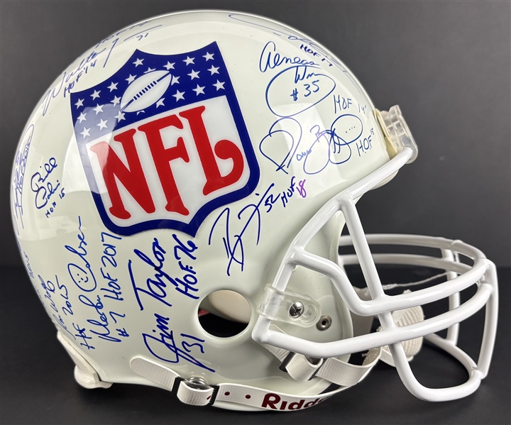 Pro Football Hall of Fame Helmet Signed by 27 Legends including Tomlinson, Bettis, Lewis, Urlacher, Smith & Many More! (Beckett/BAS)