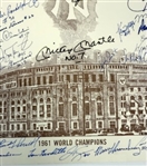 NY Yankees Legends Stadium Print Signed by 74 Players including Mantle, Slaughter, Hunter, and Many More! (Beckett/BAS)