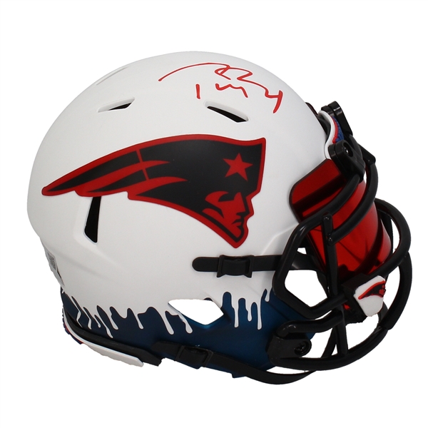 Tom Brady Signed Patriots Lunar Eclipse Custom Drip Mini Helmet (Fanatics)
