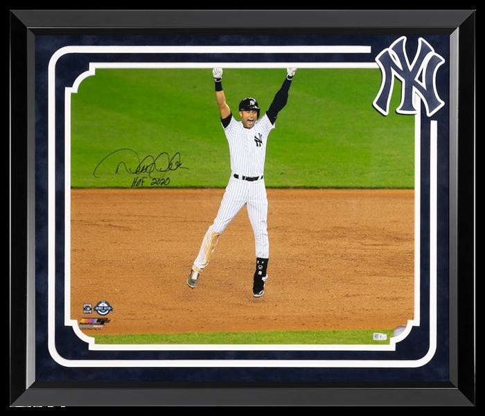 Derek Jeter Signed & "HOF 2020" Inscribed 16" x 20" Photo in Framed Display (MLB Holo)