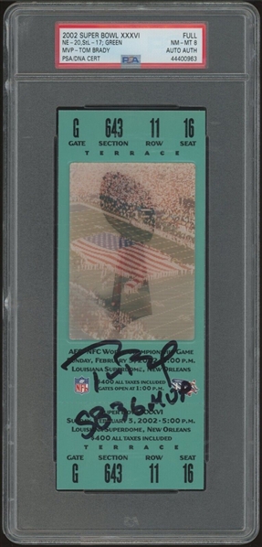 Tom Brady 2002 1st Super Bowl XXXVI Signed Ticket with "SB 36 MVP" Inscription! (PSA/DNA Encapsulated)
