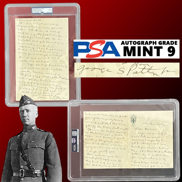 George S. Patton Rare Fully Handwritten Letter to his Mother w/ Mint 9 Auto! (PSA/DNA Encapsulated)