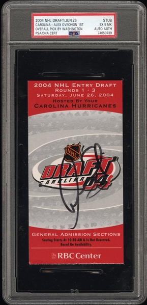 Alexander Ovechkin RARE Signed 2004 NHL Draft Ticket Stub - Ovechkin Picked #1 Overall (PSA/DNA Encapsulated)