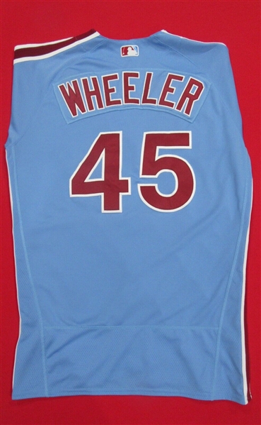 Zack Wheeler 2023 Philadelphia Phillies Game Worn Retro Style Jersey :: Worn 9/28/23 for Final Regular Season Appearance :: 4 Innings, 5 Ks (MLB Hologram)