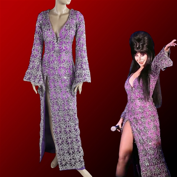 Elvira Personally Owned & Worn Purple & Silver "Spider Web" Dress from Knotts Scary Farm Show "Danse Macbre" (Ex. Elvira Collection) 