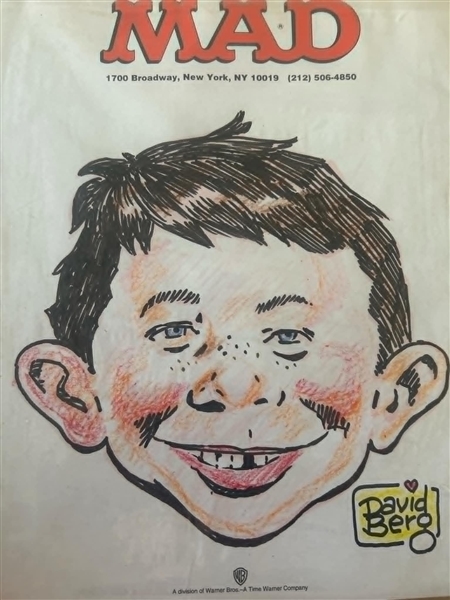 MAD Magazine: Dave Berg Original Hand Drawn & Signed Sketch of Alfred E. Neuman (Third Party Guranteed)