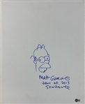The Simpsons: Matt Groening Hand Drawn & Signed Homer Sketch On 16 x 20 Canvas (Beckett/BAS LOA)