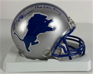 Barry Sanders Signed & "The Lion King" Inscribed Ltd. Ed. Detroit Lions Mini Helmet (Third Party Guaranteed)