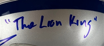 Barry Sanders Signed & The Lion King Inscribed Ltd. Ed. Detroit Lions Mini Helmet (Third Party Guaranteed)