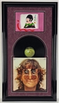 The Beatles: Ron Campbell Signed Original Lennon Drawing in Custom Matting with Record (Third Party Guaranteed)