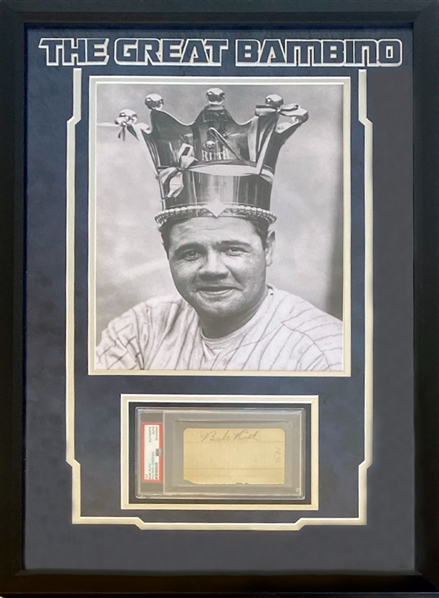 Babe Ruth Signed Page in Commemorative Yankees Framed Display (PSA/DNA Encapsulated)