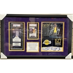 Kobe Bryant Framed Display with Signed 2017 Panini Chronicles Card & Ticket for Final Game (PSA/DNA)