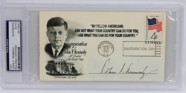 John F. Kennedy Signed Inauguration Day First Day Cover (PSA/DNA Encapsulated)