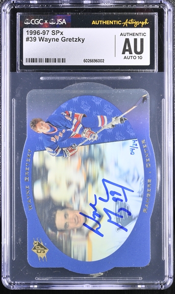 1996 SPx #39 Wayne Gretzky Signed Limited Edition /24 Trading Card - CGC 10 Auto