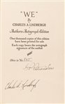 Charles Linbergh Signed Limited Edition "We" Hardcover Book (Third Party Guaranteed)