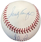 No Hitters: Sandy Koufax, Nolan Ryan & Bob Feller Signed OAL Baseball (Third Party Guaranteed)