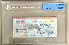 Charles Manson Signed 1969 Monopoly" Themed Personal Check (Beckett/BAS Encapsulated)(JSA)