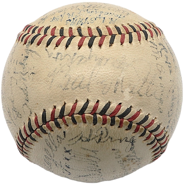 1934 Tour of Japan Team Signed Baseball w/ Ruth, Gehrig, Foxx, Mack & ULTRA-RARE U.S. Spy Moe Berg! (PSA/DNA)