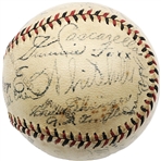 1934 Tour of Japan Team Signed Baseball w/ Ruth, Gehrig, Foxx, Mack & ULTRA-RARE U.S. Spy Moe Berg! (PSA/DNA)