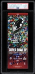 Tom Brady Signed 2021 Super Bowl LV Full Ticket w/ SB LV MVP Inscription - PSA/DNA GEM MINT 10!