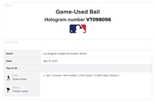 Shohei Ohtani Signed & Game Used OML Baseball from 9-10-2021 Game vs. Astros (MLB Holo)(PSA/DNA LOA)